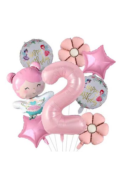 DÜVENCİ TİCARET Fairy Girl Birthday Age Balloon Set with Foil Balloons