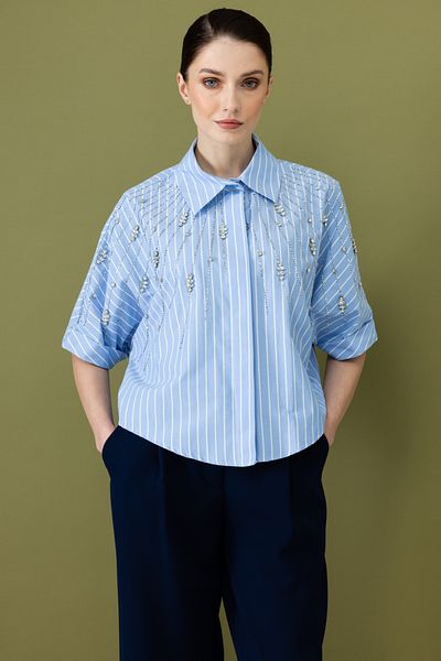 On Fashion Cămașă cu mâneci liliac cu zece pietre -56415