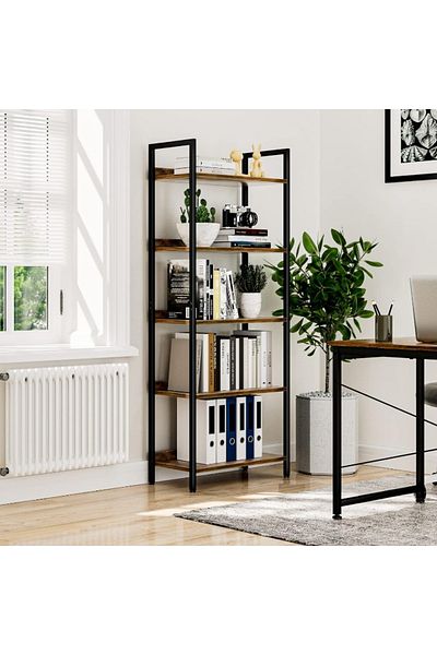 Generic 5-Tier Vintage Bookshelf Freestanding Storage Unit for Home, Office or Bedroom 154x60x30cm