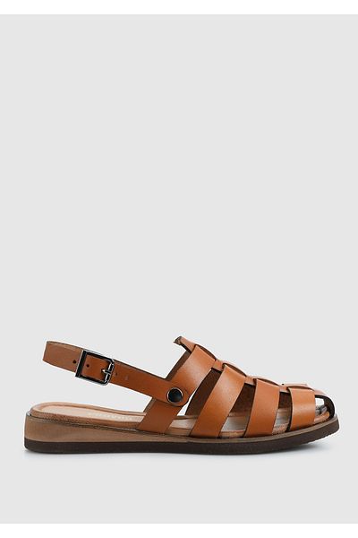 Provoq Tan Leather Women's Flat Sandals