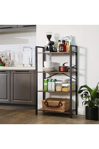 Generic 4-Tier Vintage Bookshelf Freestanding Storage Unit for Home, Office or Bedroom 120x65x30cm