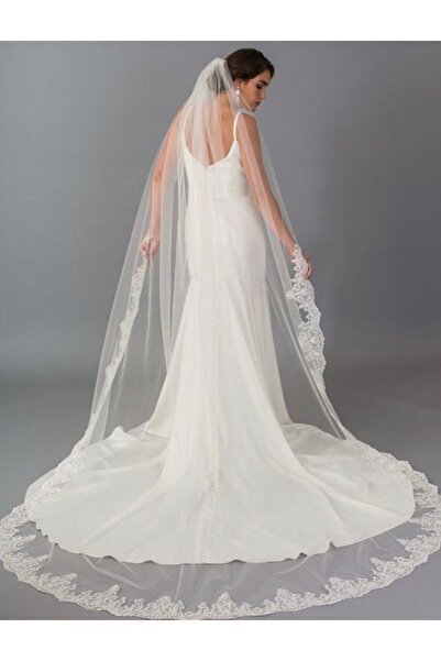 VENÜS MODA by Pınar شالون فرنسي طويل بطول 3 أمتار مع حواف مزينة بالدانتيل، شا...