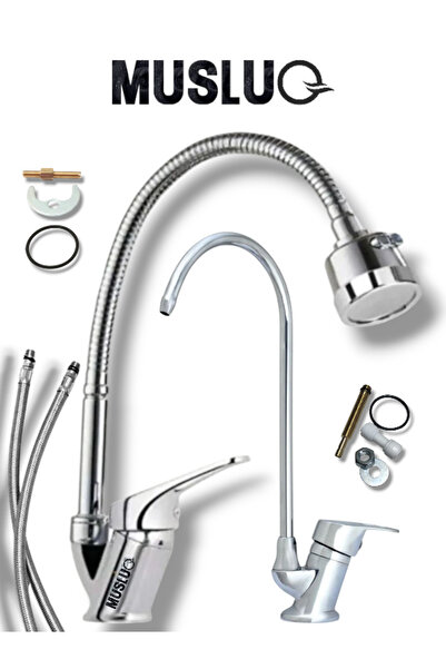 MUSLUQ مجموعة من 2 صنبور حوض المطبخ ذو الوظيفتين مع أنبوب متحرك - صنبور خلاط ...