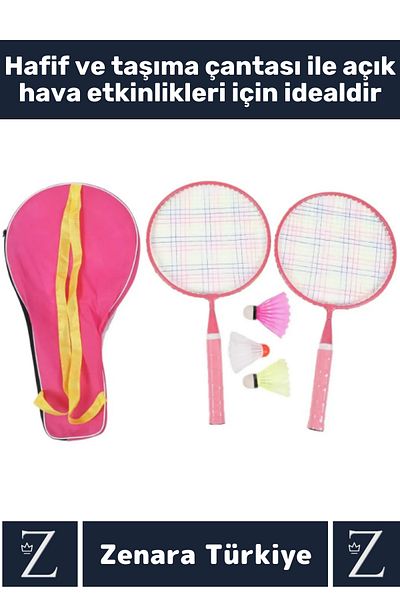 Zenara Premium Ergonomic Sports Event 2 Rackets 2 Feather Balls Badminton Set with Zippered Strap Carrying Bag