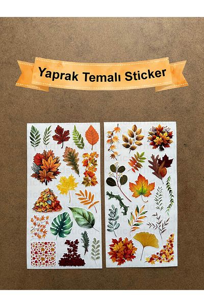 hdsticker 34 Pieces Autumn Leaf Sticker Set with Basic Tonalidad - Planner, Bullet Journal, Agenda, Notebook Sticker