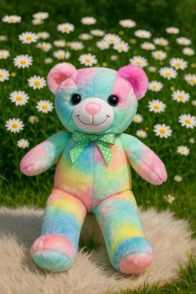 KENT Polly Toys Rainbow Plush Teddy Bear - 50 cm