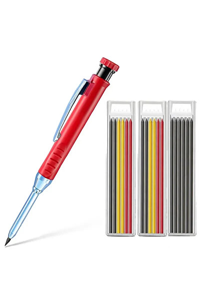 Choice مجموعة من 4 قطع - قلم رصاص ميكانيكي أحمر C 2.8 مم صلب للنجار مع مبراة ...
