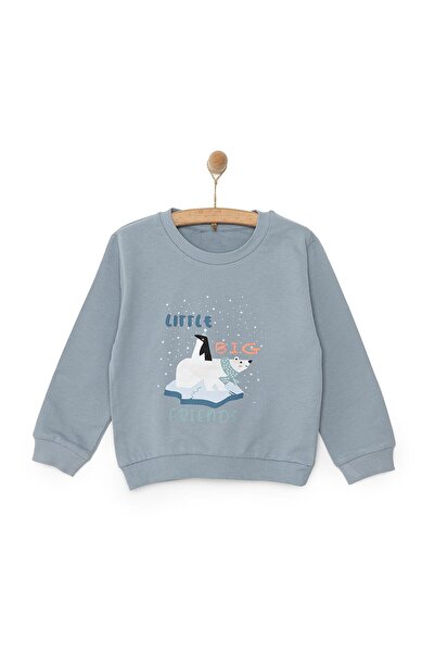 ebebek Hello Baby HelloBaby Basic Az Şardonlu Kutup Ayısı Desenli Sweatshirt Erkek Bebek