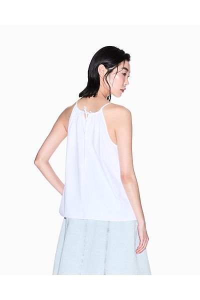 Armani Exchange Women's Rope Strap Gathered Blouse - Xw 000195   Af12812-U0002 Wide Cut Comfortable White