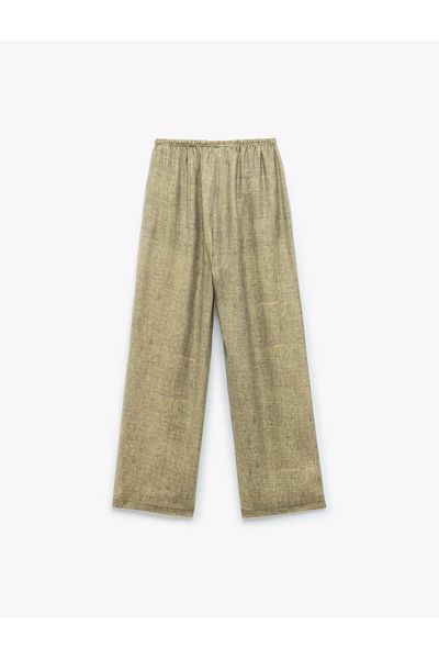 Koton New Season Koton X Sima Tarkan - Straight Wide Leg Trousers with Normal Waist Pockets