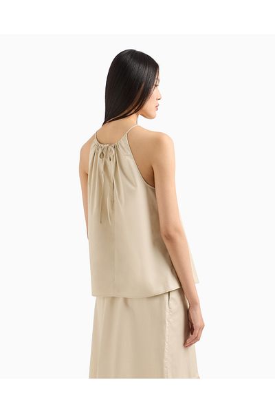 Armani Exchange Women's Rope Strap Gathered Neck Wide Cut Casual Beige Blouse Xw 000195   Af12812-U1092