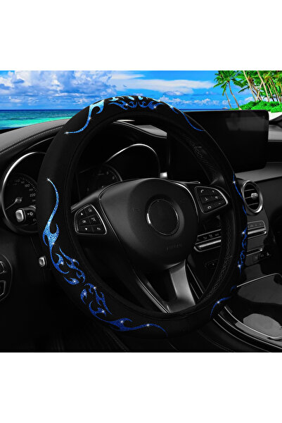 Choice غطاء عجلة قيادة سيارة من القماش الطوطم باللون الأزرق والوردي والفضي ال...