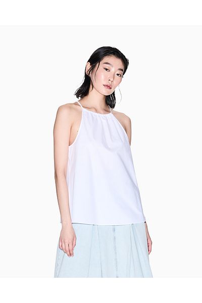 Armani Exchange Women's Rope Strap Gathered Blouse - Xw 000195   Af12812-U0002 Wide Cut Comfortable White