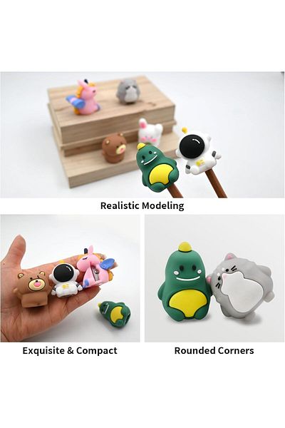COOYA 6 Pcs Cute Cartoon Pencil Sharpeners,Portable & Lightweight,Safe & Durable,Great for Gifts