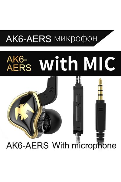 Choice سماعات أذن سلكية QKZ AK6/AERS/AK6 PRO بمحرك مزدوج هاي فاي مع ميكروفون 3.5 مم رياضية R