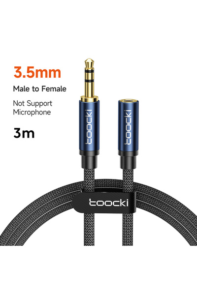 Choice كابل مكبر صوت Toocki Aux ثلاثي الأقسام بطول 3 أمتار باللون الأزرق، بمق...