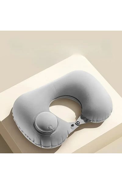 Generic Ultra Soft Plush U-Shaped Inflatable Neck Pillow,Washable,Versatile-Perfect4Travel,Home,Office,Car