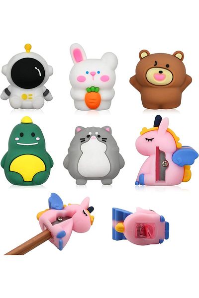 COOYA 6 Pcs Cute Cartoon Pencil Sharpeners,Portable & Lightweight,Safe & Durable,Great for Gifts