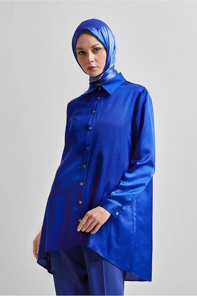 Alvina Asymmetric Cut Satin Tunic 44615