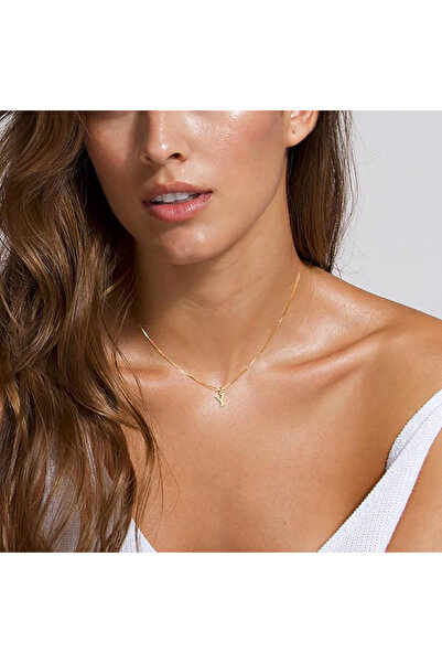 Atolyezone Y Harfi Mini 18k Altın Kaplama Harfli Kolye Isimli Kişiye Özel Kolye Hediye Paketli Kutulu