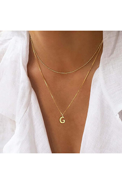 Atolyezone G Harfi Mini 18k Altın Kaplama Harfli Kolye Isimli Kişiye Özel Kolye Hediye Paketli Kutulu