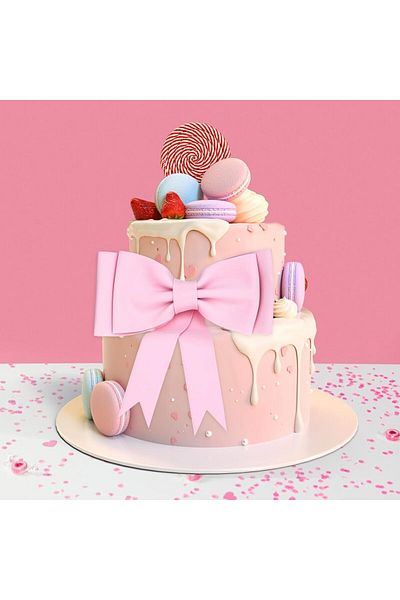 fulina 2 Pcs Pink Bow Cake Toppers,Cute Design,Decorations Add a Romantic & Dreamy Feeling,For Birthdays