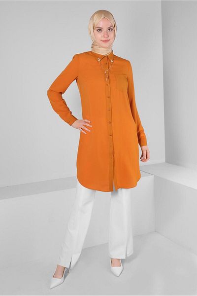 Alvina Buttoned and Chain Detailed Tunic 43668