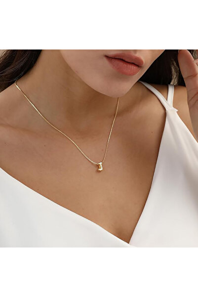 Atolyezone J Harfi Tasarım 18k Altın Kaplama Harfli Kolye Isimli Kişiye Özel ...