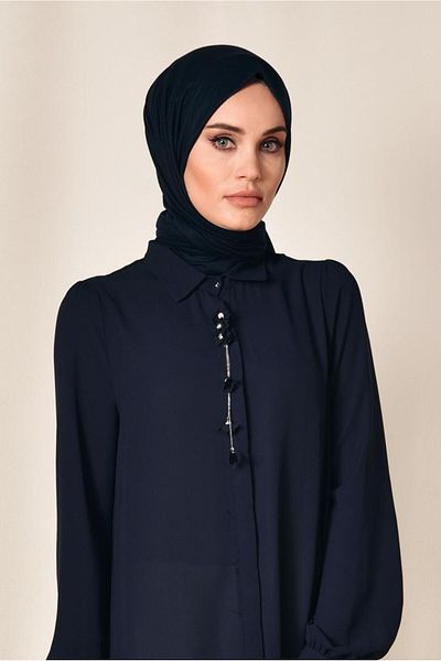 Alvina 4878 Model Revers Tunic with Hidden Buttons and Accessories