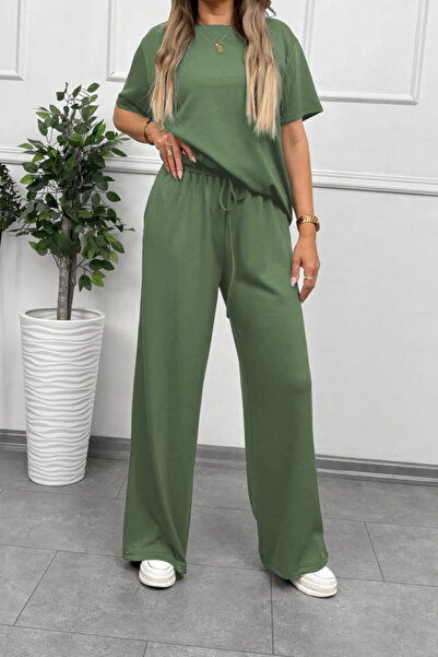 ruNadeS Women's Short Sleeve Flared Leg Suit