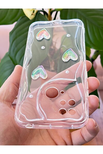 Fibaks Silicone Cover for Xiaomi Redmi 10C/Poco C40 Case 3D Heart Pearl Design Patterned Camera Protection