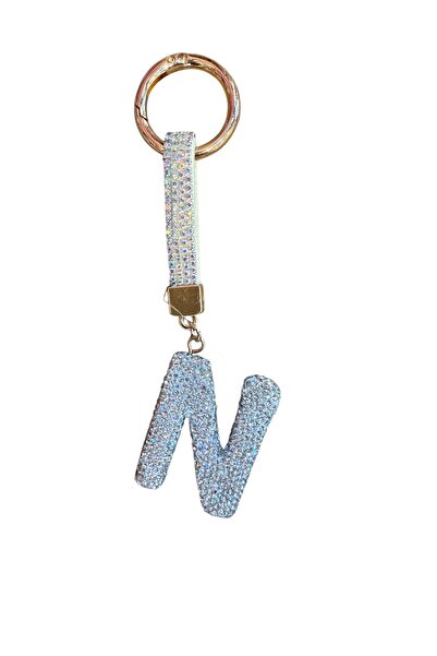 NATUREL Işıltılı N Harfi Taşlı Anahtarlık Parlak ve Zarif Tasarım