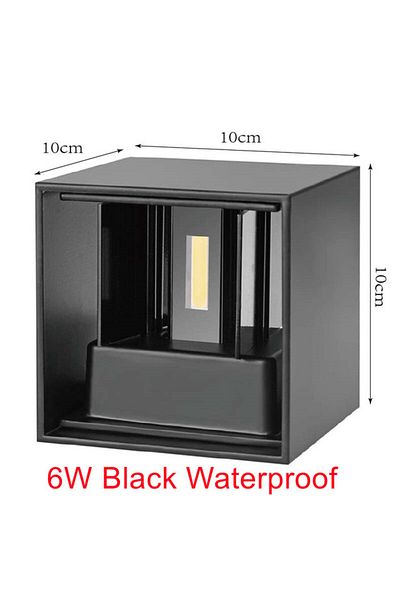 SUNMEIYI Black-6w Warm White 12w Led Wall Light Outdoor Waterproof Ip65 Porch Garden Wall Lamp Sconc