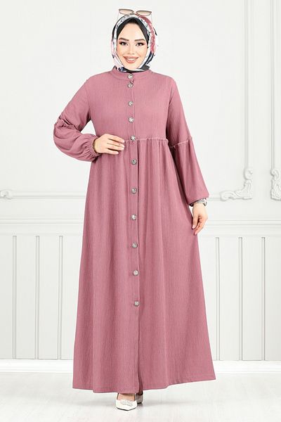 ModaMerve Φόρεμα με κουμπιά μπροστά 406DVL897-M Dark Dusty Rose