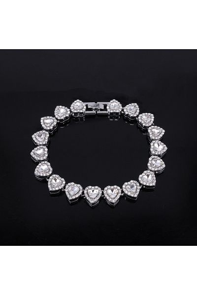 Choice Sliver Color 20cm ZAKOL 45CM New Hip Hop Tennis Chain Bracelet Necklace Shiny Heart Rhinestone CZ Fa