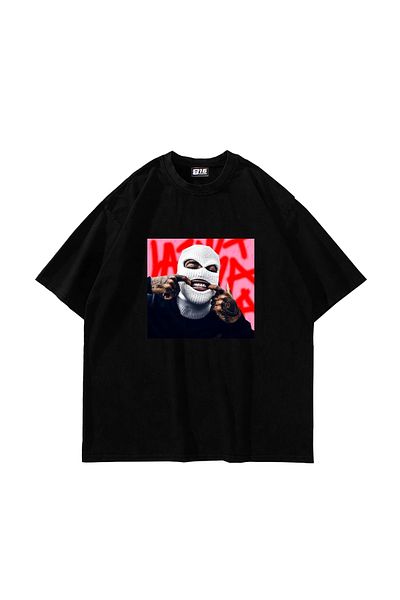 Sekizbiraltı Μαύρο μπλουζάκι Unisex με στάμπα με μάσκα