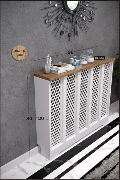 BAGAX Bodrum Model, Beyaz Üstü Çam Renk,iç Ölçü 96 Cm Dış Ölçü 100 Cm Petek K...