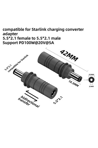 DIXSG محول من النوع D إلى D لكابل Starlink Mini بطول 2 متر (6.6 قدم) كابينة بديلة لمدخل طاقة تيار مستمر من النوع C لجهاز Starlink Mini