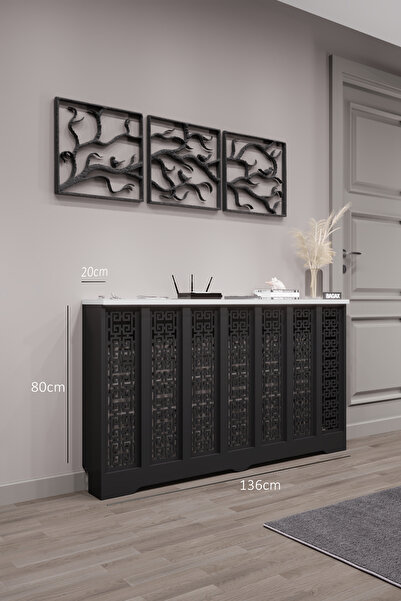 BAGAX Karatay Model, Siyah Üstü Beyaz Renk,iç Ölçü 136 Cm Dış Ölçü 140 Cm Petek Kaplama, Dresuar