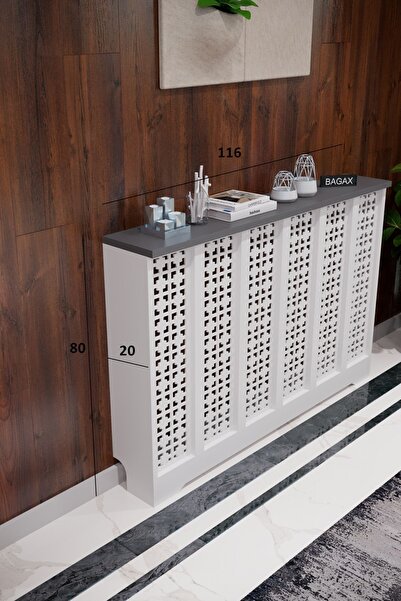 BAGAX Truva Model, Beyaz Üstü Antrasit Renk,iç Ölçü 116 Cm Dış Ölçü 120 Cm Petek Kaplama, Dresuar