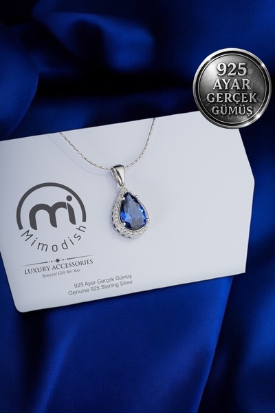 Mimodish 925 Ayar Gerçek Gümüş Özel Damla Model Gümüş Kolye Sevgiliye Hediye Damla Modeli Kadın Gümüş Kolye