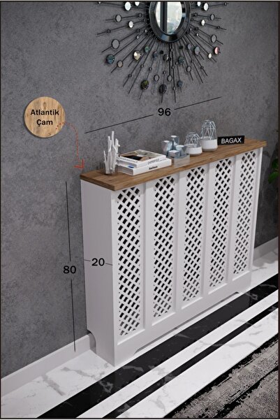 BAGAX Perge Model, Beyaz Üstü Çam Renk,iç Ölçü 96 Cm Dış Ölçü 100 Cm Petek Kaplama, Dresuar