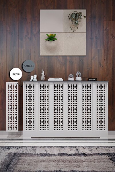 BAGAX Truva Model, Beyaz Üstü Antrasit Renk,iç Ölçü 116 Cm Dış Ölçü 120 Cm Petek Kaplama, Dresuar