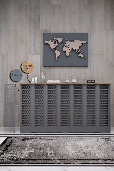 BAGAX Bodrum Model, Antrasit Üstü Çam Renk,iç Ölçü 136 Cm Dış Ölçü 140 Cm Pet...