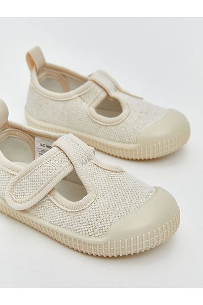 LC Waikiki Comfortable Sole Canvas Fabric Velcro Closure Baby Girl Shoes