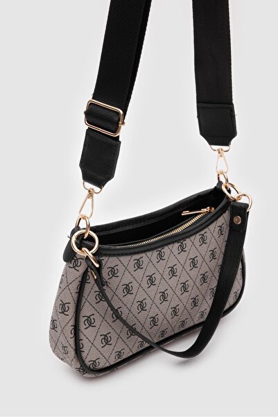 Shule Bags Farme Monogram Bageta a Crossbody kabelka šedá