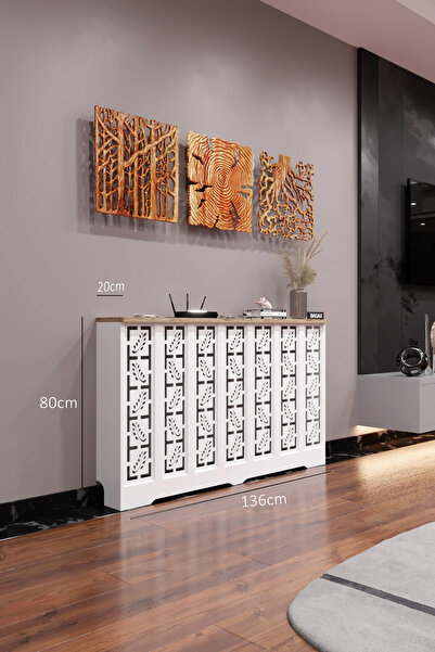 BAGAX Assos Model, Beyaz Üstü Çam Renk, 136 cm Petek Kaplama, Dresuar