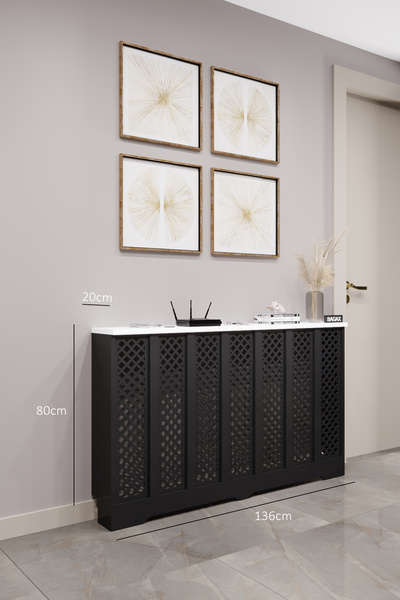 BAGAX Perge Model, Siyah Üstü Beyaz Renk,iç Ölçü 136 Cm Dış Ölçü 140 Cm Petek...