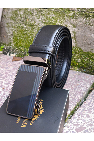 Kemer Dünyası Curea neagră din piele fara gauri pentru bărbați cu cataramă automată Dk126-10