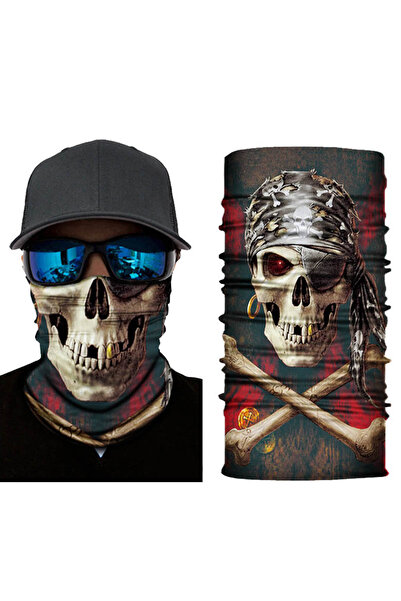 TTT Black Pirate Skull Printed Buff Bandana 30X48 cm